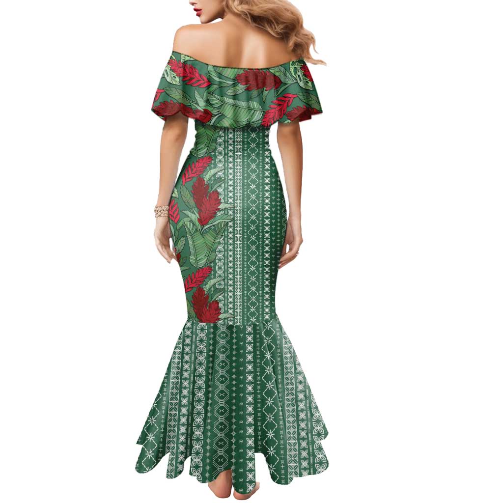 Women's Day Samoa Malu Tattoo Inspired Mix Teuila Mermaid Dress Sage Green