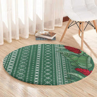 Women's Day Samoa Malu Tattoo Inspired Mix Teuila Round Carpet Sage Green