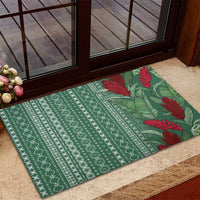 Women's Day Samoa Malu Tattoo Inspired Mix Teuila Rubber Doormat Sage Green
