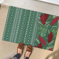 Women's Day Samoa Malu Tattoo Inspired Mix Teuila Rubber Doormat Sage Green
