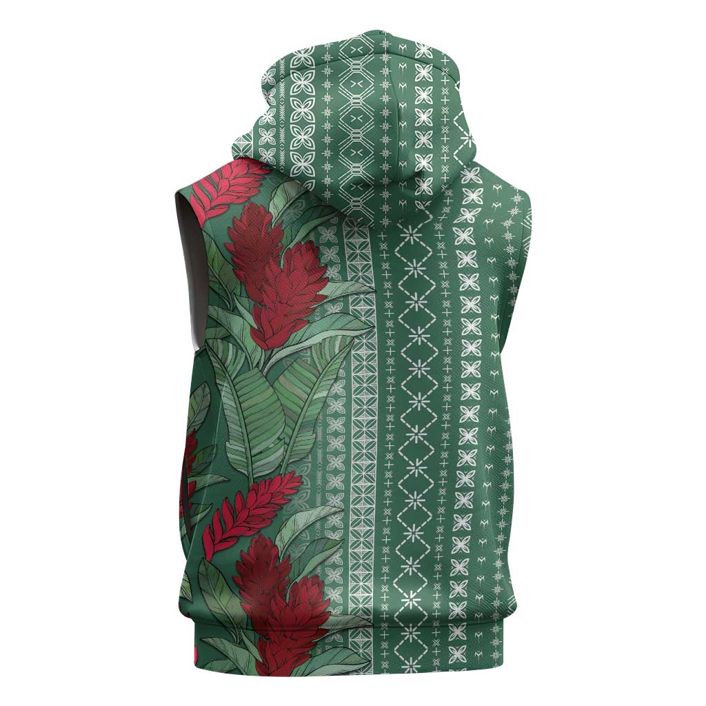 Women's Day Samoa Malu Tattoo Inspired Mix Teuila Sleeveless Zip Hoodie Sage Green LT7 - Polynesian Pride