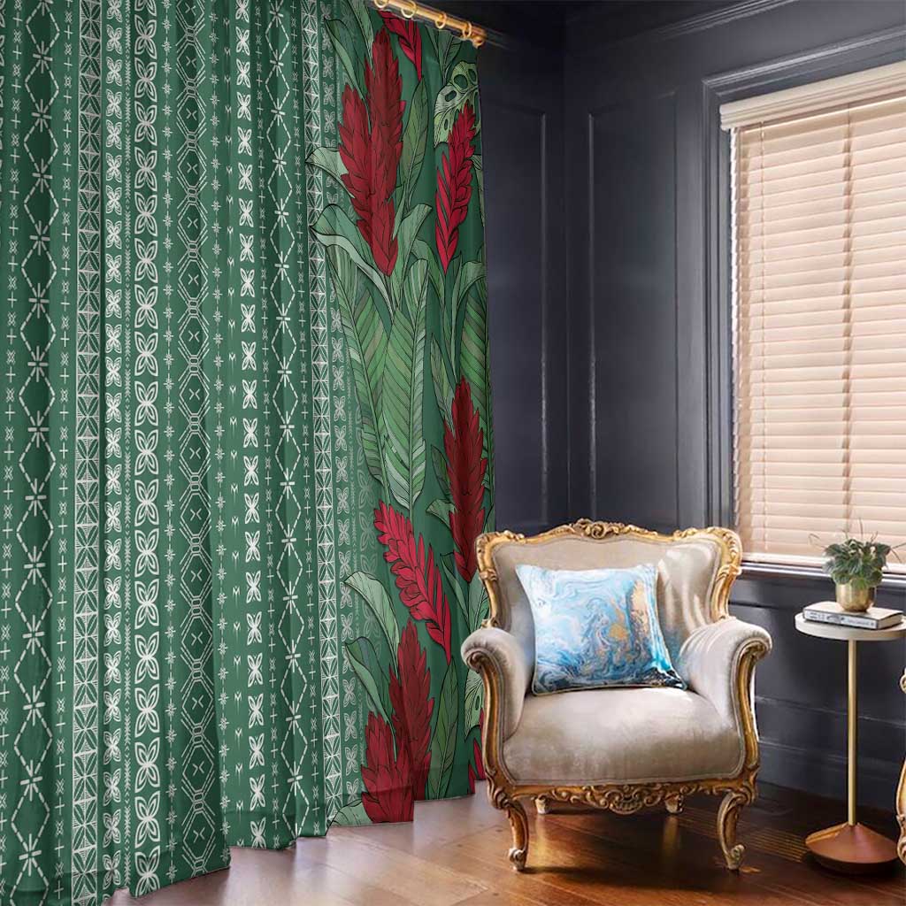 Women's Day Samoa Malu Tattoo Inspired Mix Teuila Window Curtain Sage Green