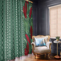 Women's Day Samoa Malu Tattoo Inspired Mix Teuila Window Curtain Sage Green