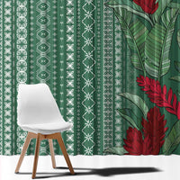 Women's Day Samoa Malu Tattoo Inspired Mix Teuila Window Curtain Sage Green