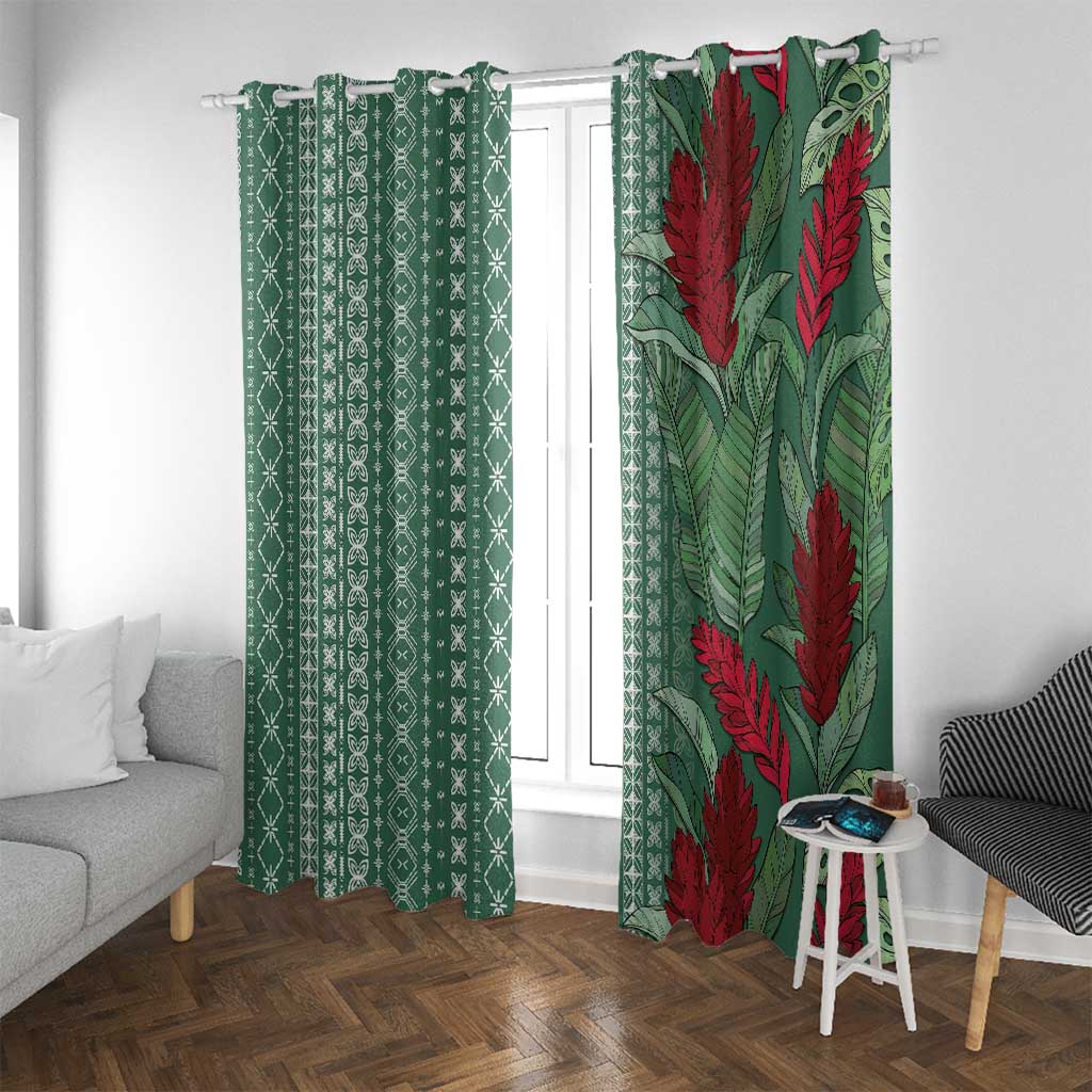 Women's Day Samoa Malu Tattoo Inspired Mix Teuila Window Curtain Sage Green