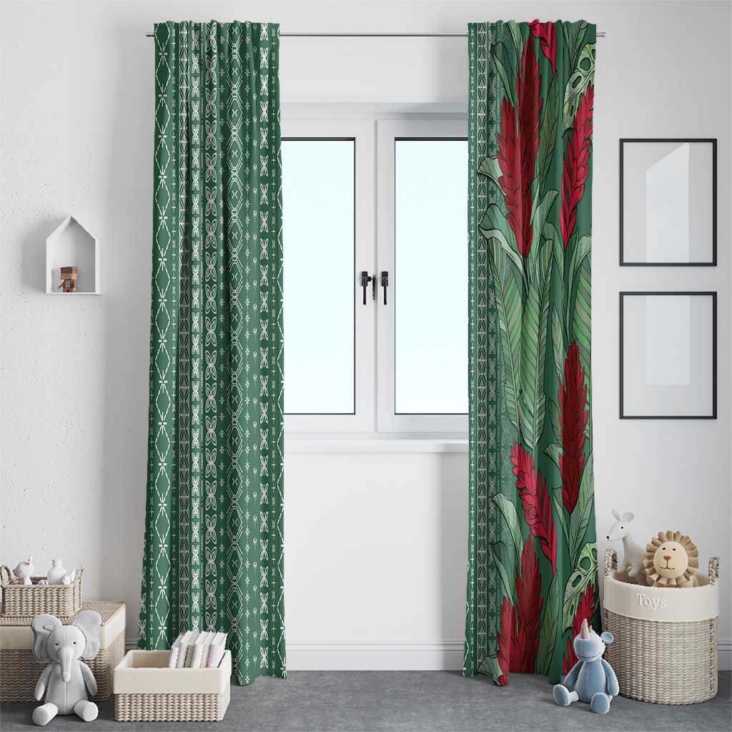 Women's Day Samoa Malu Tattoo Inspired Mix Teuila Window Curtain Sage Green