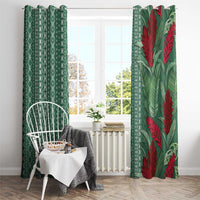Women's Day Samoa Malu Tattoo Inspired Mix Teuila Window Curtain Sage Green