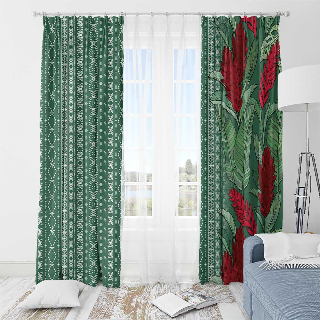 Women's Day Samoa Malu Tattoo Inspired Mix Teuila Window Curtain Sage Green