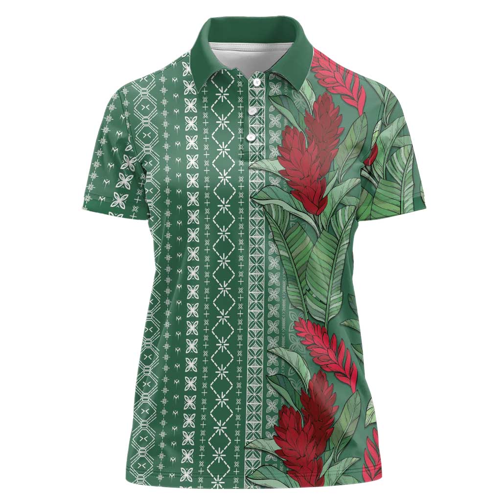 Women's Day Samoa Malu Tattoo Inspired Mix Teuila Women Polo Shirt Sage Green