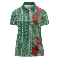 Women's Day Samoa Malu Tattoo Inspired Mix Teuila Women Polo Shirt Sage Green