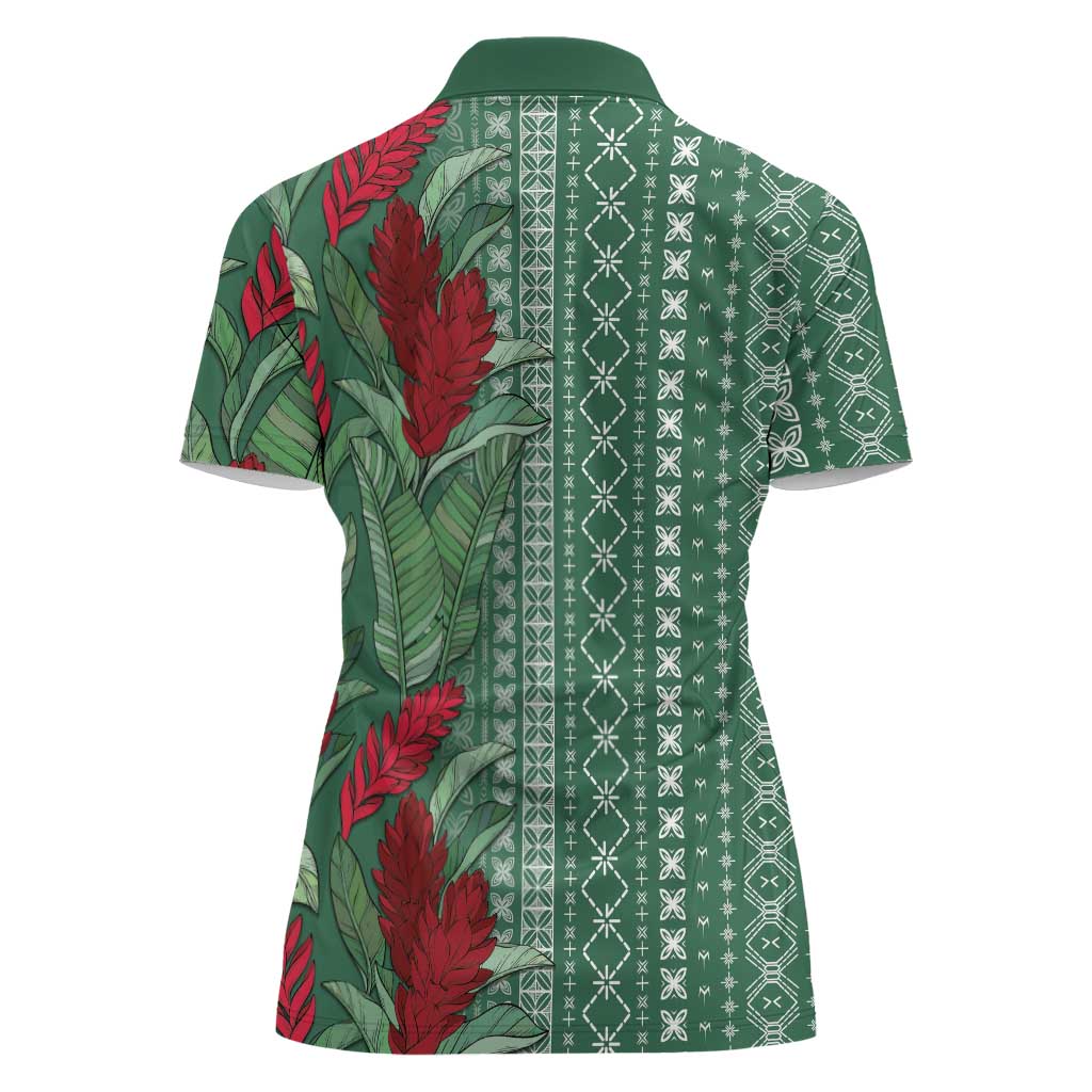 Women's Day Samoa Malu Tattoo Inspired Mix Teuila Women Polo Shirt Sage Green