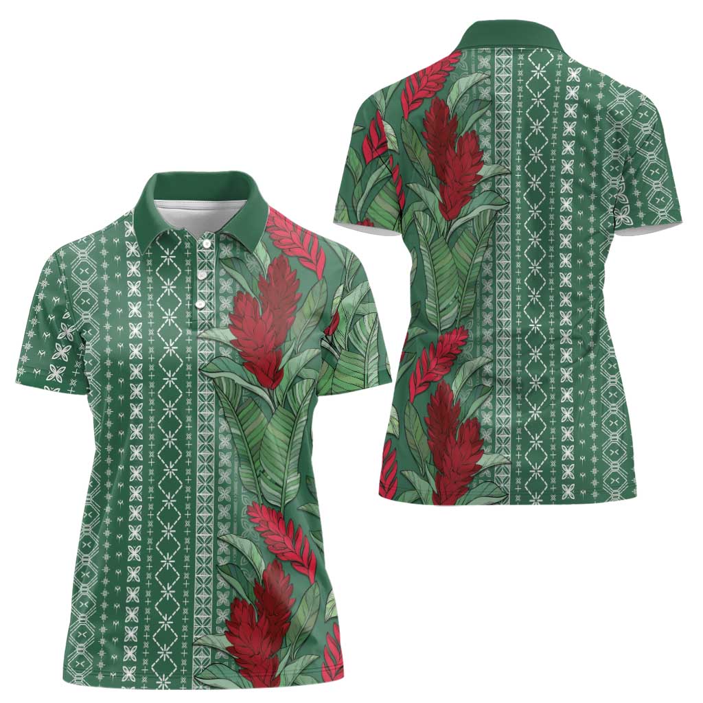 Women's Day Samoa Malu Tattoo Inspired Mix Teuila Women Polo Shirt Sage Green