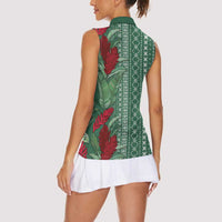 Women's Day Samoa Malu Tattoo Inspired Mix Teuila Women Sleeveless Polo Shirt Sage Green