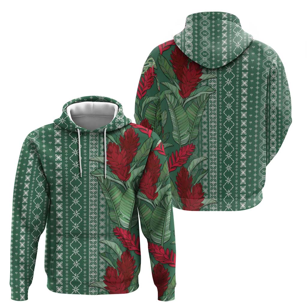 Women's Day Samoa Malu Tattoo Inspired Mix Teuila Zip Hoodie Sage Green