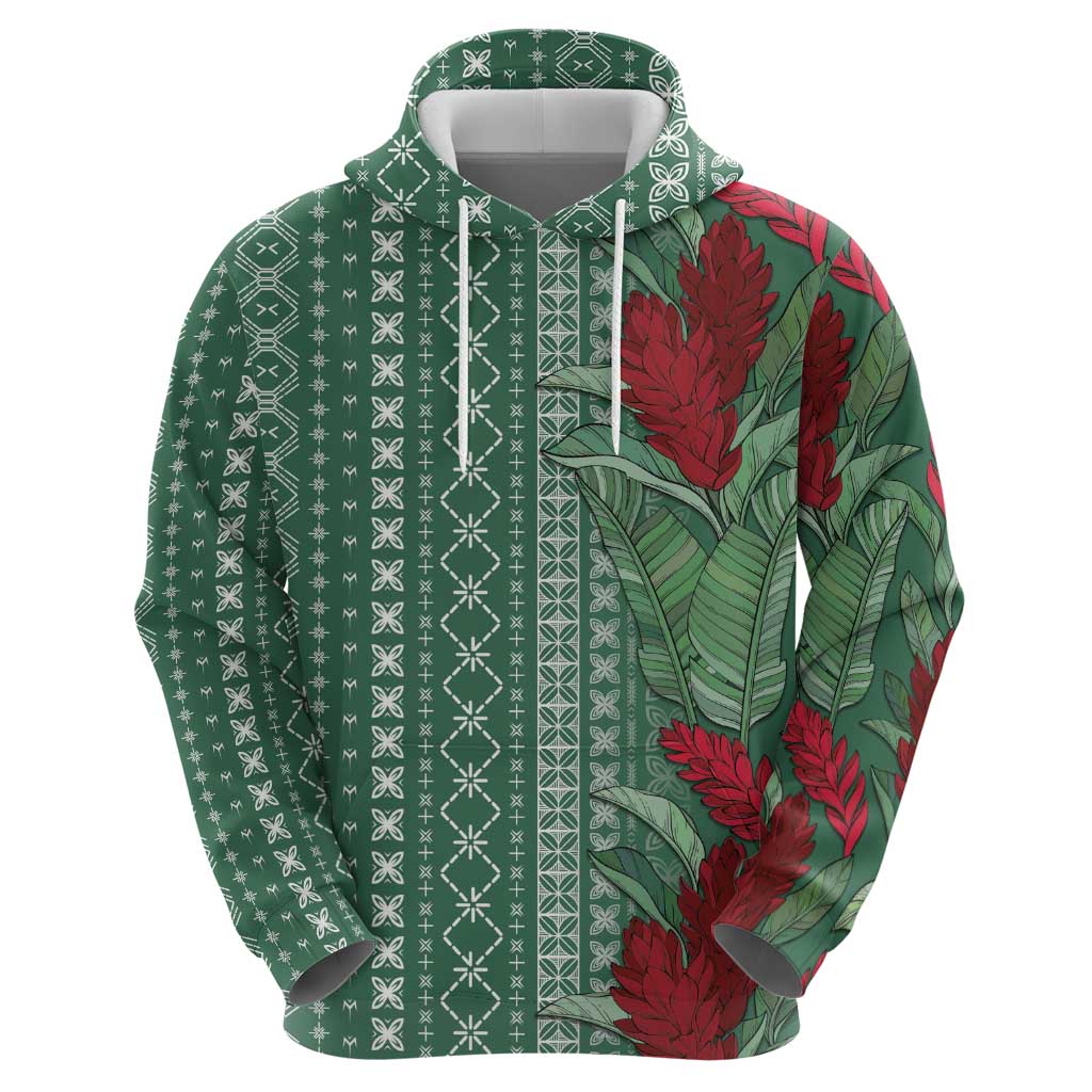 Women's Day Samoa Malu Tattoo Inspired Mix Teuila Zip Hoodie Sage Green