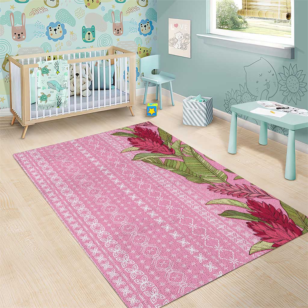 Women's Day Samoa Malu Tattoo Inspired Mix Teuila Area Rug Rose Pink