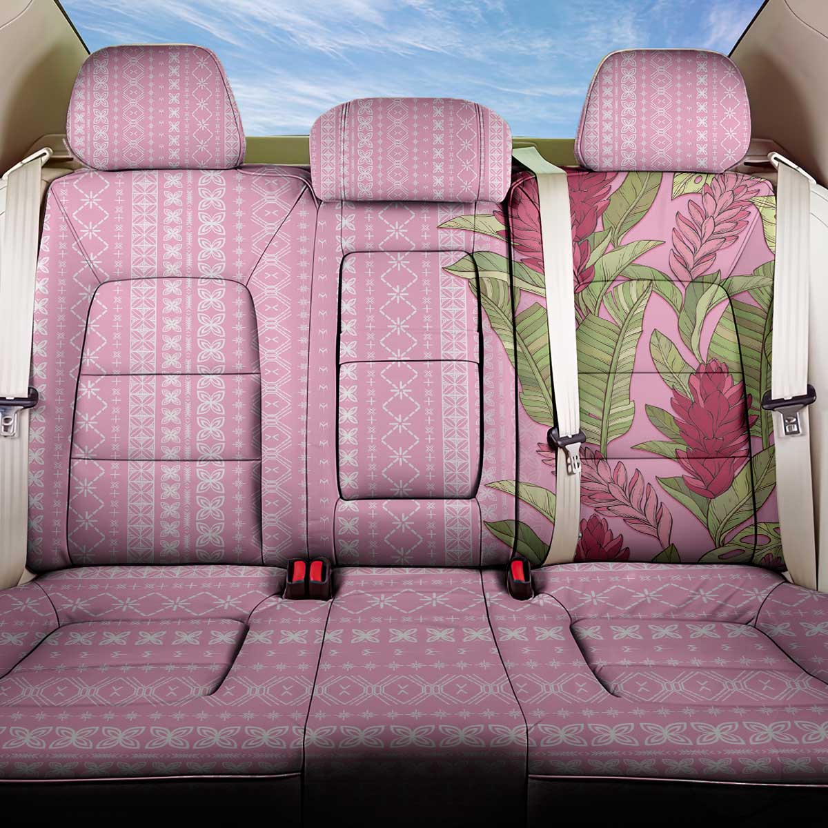 Women's Day Samoa Malu Tattoo Inspired Mix Teuila Back Car Seat Cover Rose Pink