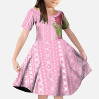 Women's Day Samoa Malu Tattoo Inspired Mix Teuila Family Matching Long Sleeve Bodycon Dress and Hawaiian Shirt Rose Pink LT7 Daughter's Dress Rose Pink - Polynesian Pride