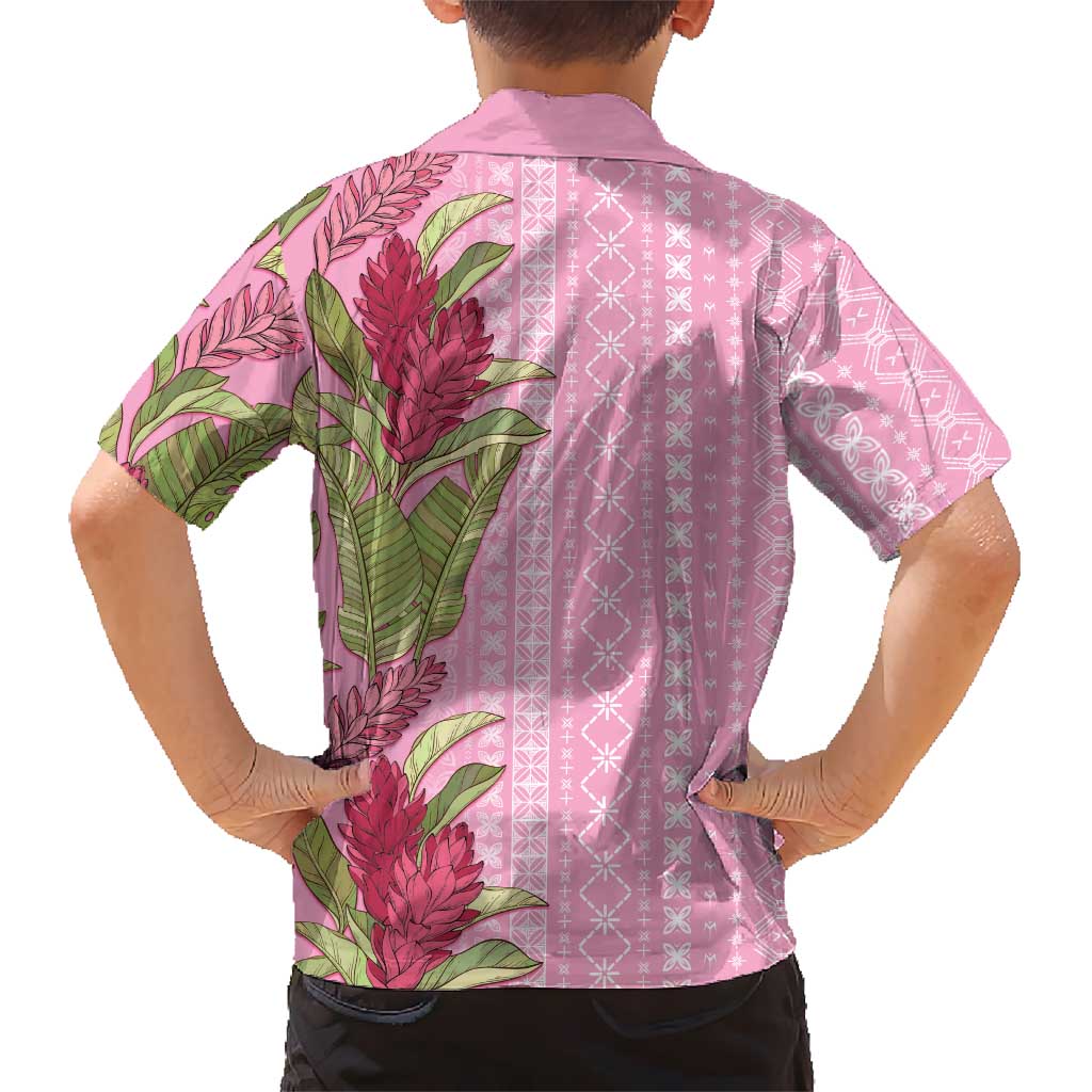 Women's Day Samoa Malu Tattoo Inspired Mix Teuila Family Matching Off The Shoulder Long Sleeve Dress and Hawaiian Shirt Rose Pink