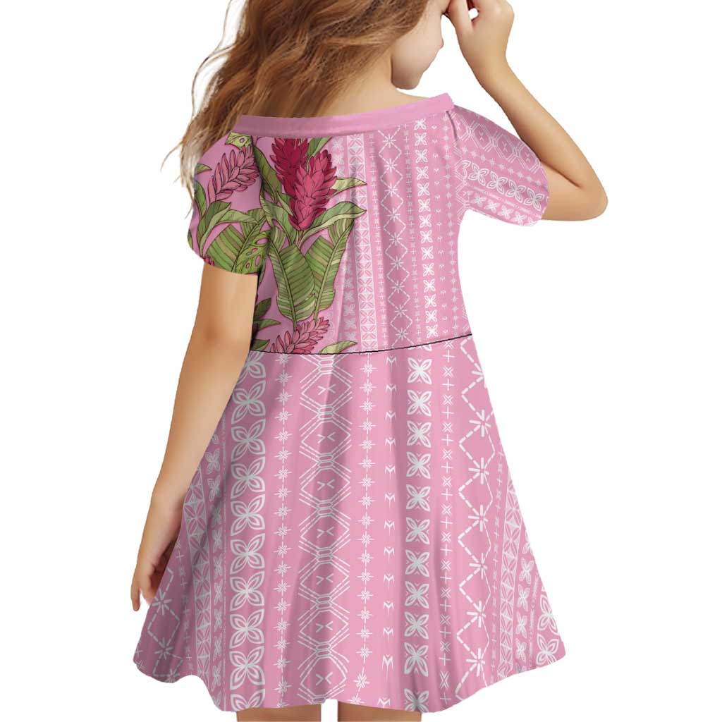 Women's Day Samoa Malu Tattoo Inspired Mix Teuila Family Matching Off The Shoulder Long Sleeve Dress and Hawaiian Shirt Rose Pink