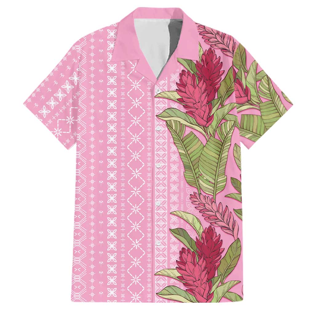 Women's Day Samoa Malu Tattoo Inspired Mix Teuila Family Matching Off The Shoulder Long Sleeve Dress and Hawaiian Shirt Rose Pink