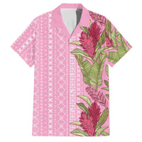 Women's Day Samoa Malu Tattoo Inspired Mix Teuila Family Matching Off The Shoulder Long Sleeve Dress and Hawaiian Shirt Rose Pink