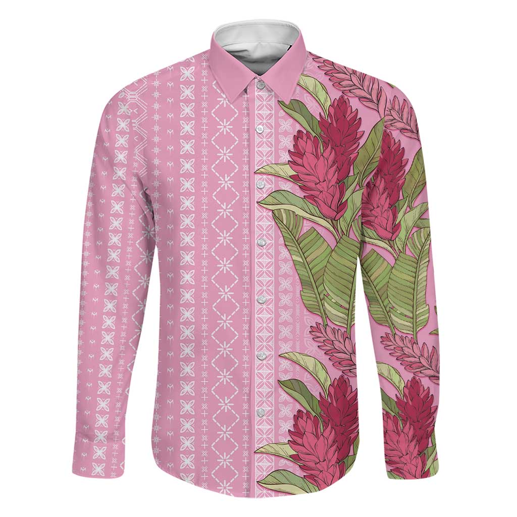 Women's Day Samoa Malu Tattoo Inspired Mix Teuila Family Matching Off The Shoulder Long Sleeve Dress and Hawaiian Shirt Rose Pink