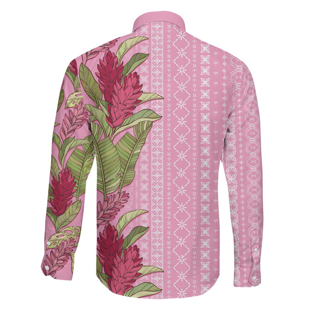 Women's Day Samoa Malu Tattoo Inspired Mix Teuila Family Matching Off The Shoulder Long Sleeve Dress and Hawaiian Shirt Rose Pink