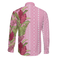 Women's Day Samoa Malu Tattoo Inspired Mix Teuila Family Matching Off The Shoulder Long Sleeve Dress and Hawaiian Shirt Rose Pink