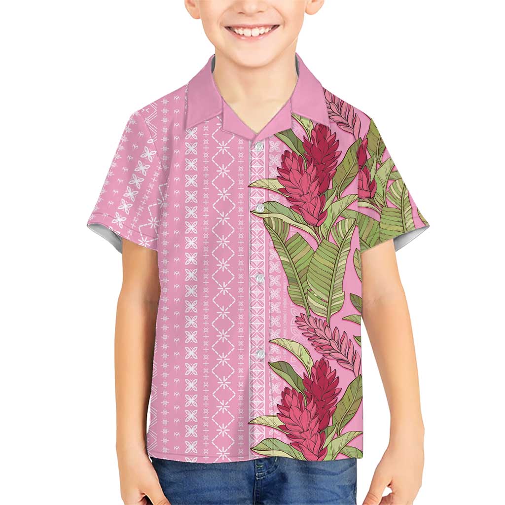 Women's Day Samoa Malu Tattoo Inspired Mix Teuila Family Matching Off The Shoulder Long Sleeve Dress and Hawaiian Shirt Rose Pink