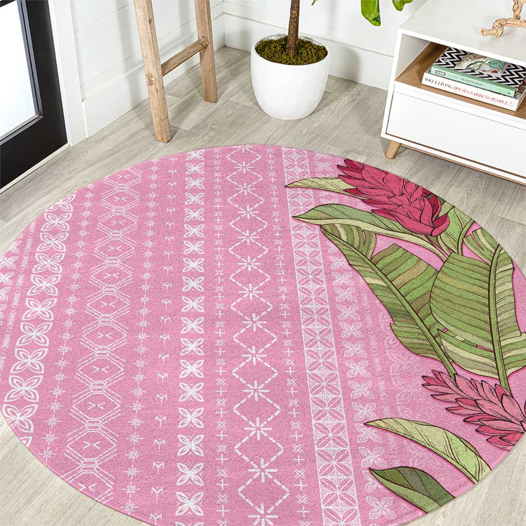 Women's Day Samoa Malu Tattoo Inspired Mix Teuila Round Carpet Rose Pink
