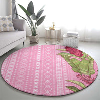 Women's Day Samoa Malu Tattoo Inspired Mix Teuila Round Carpet Rose Pink