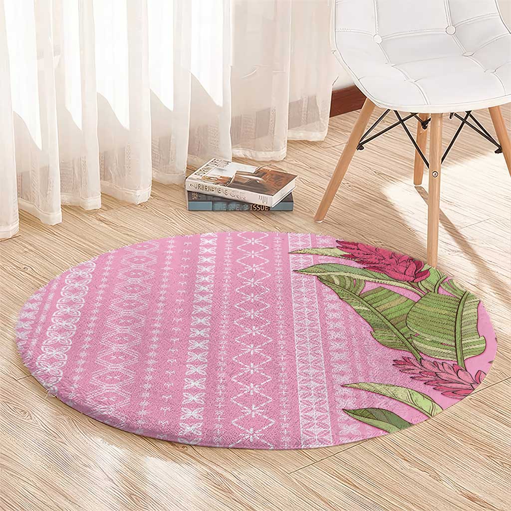 Women's Day Samoa Malu Tattoo Inspired Mix Teuila Round Carpet Rose Pink