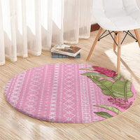 Women's Day Samoa Malu Tattoo Inspired Mix Teuila Round Carpet Rose Pink