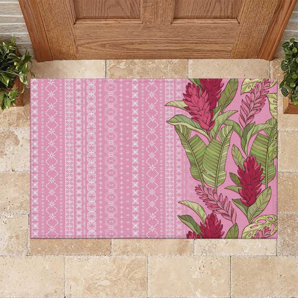 Women's Day Samoa Malu Tattoo Inspired Mix Teuila Rubber Doormat Rose Pink