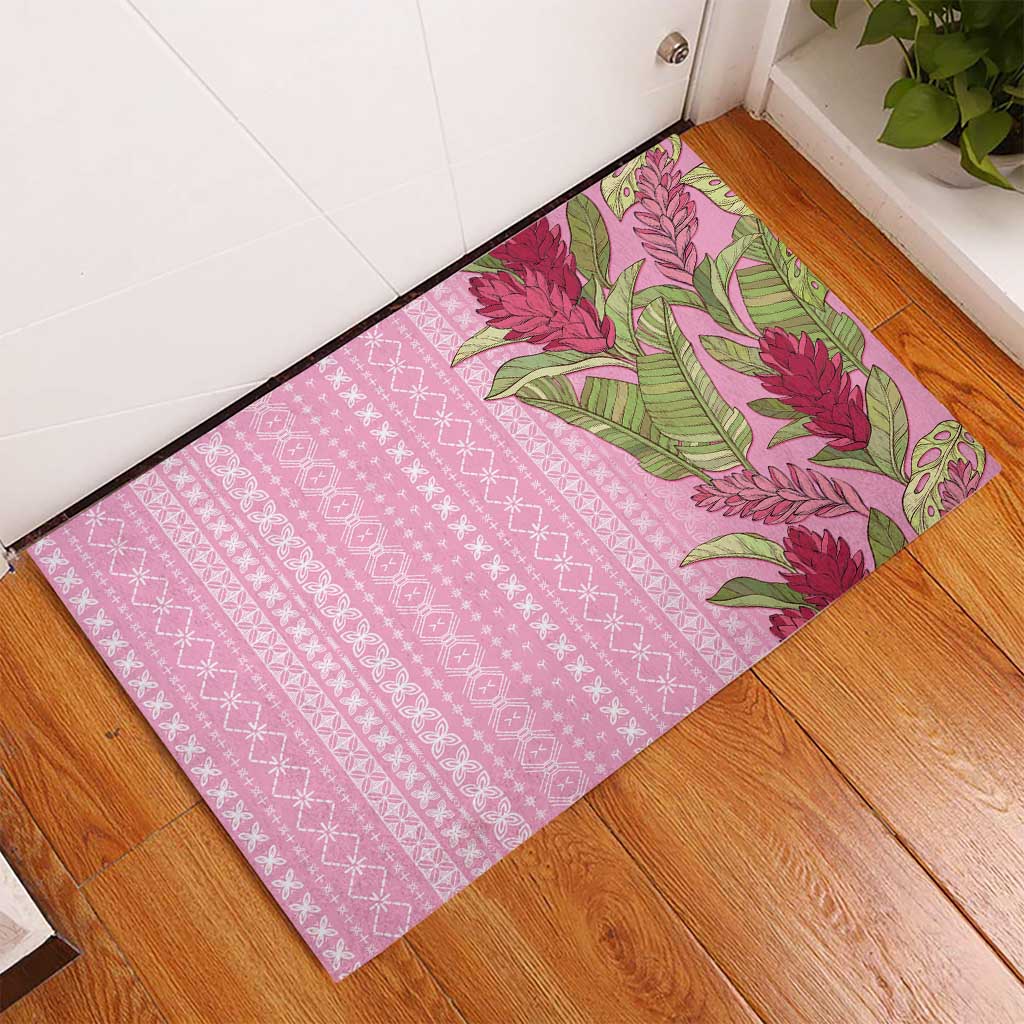 Women's Day Samoa Malu Tattoo Inspired Mix Teuila Rubber Doormat Rose Pink
