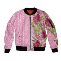 Women's Day Samoa Malu Tattoo Inspired Mix Teuila Sleeve Zip Bomber Jacket Rose Pink
