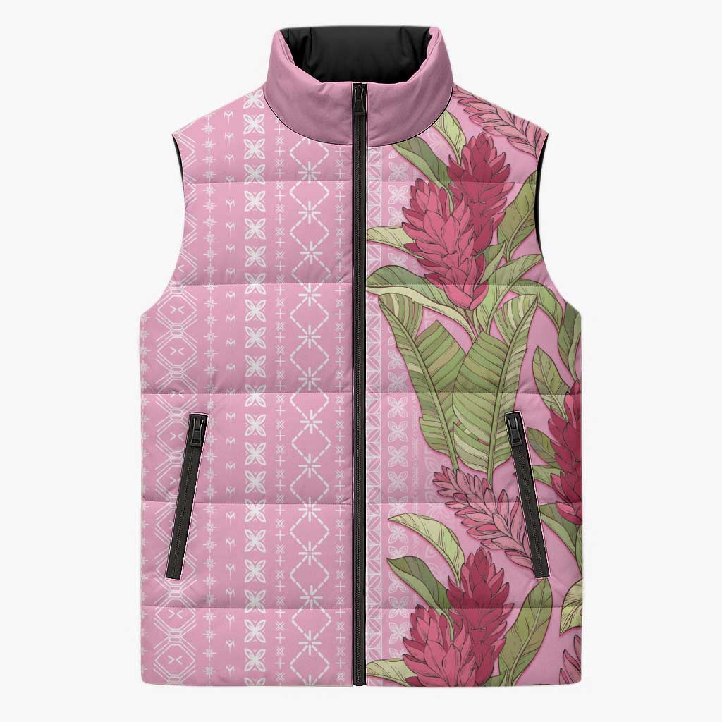 Women's Day Samoa Malu Tattoo Inspired Mix Teuila Sleeveless Puffer Jacket Rose Pink LT7 Unisex Rose Pink - Polynesian Pride