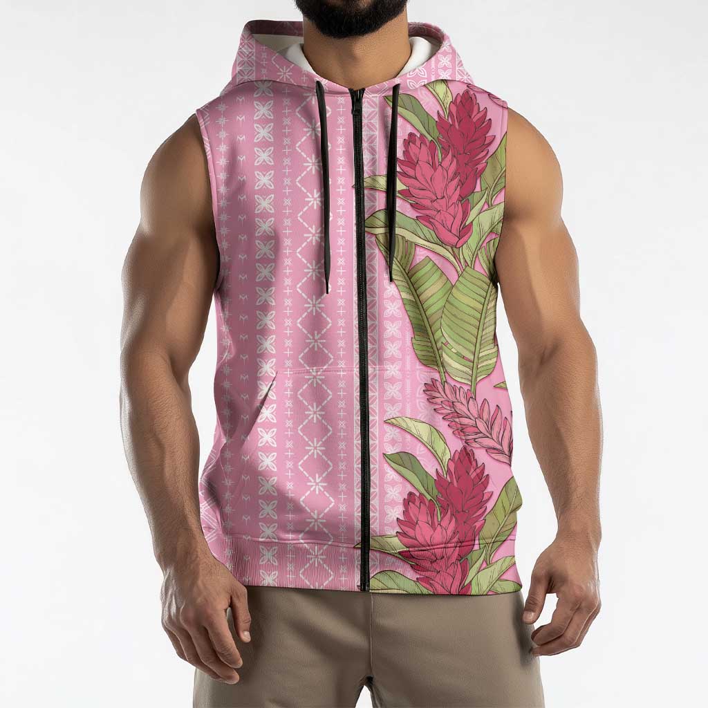Women's Day Samoa Malu Tattoo Inspired Mix Teuila Sleeveless Zip Hoodie Rose Pink LT7 - Polynesian Pride