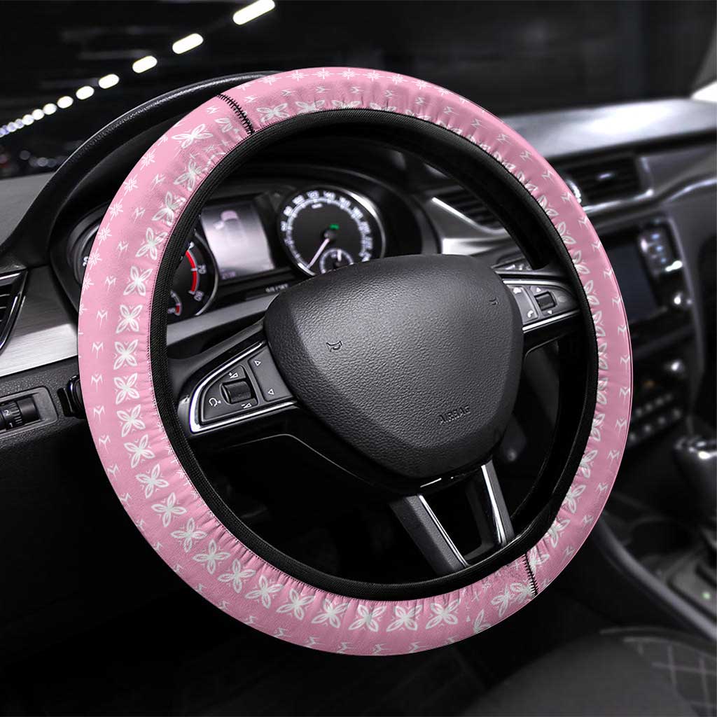 Women's Day Samoa Malu Tattoo Inspired Mix Teuila Steering Wheel Cover Rose Pink LT7 Universal Fit Rose Pink - Polynesian Pride