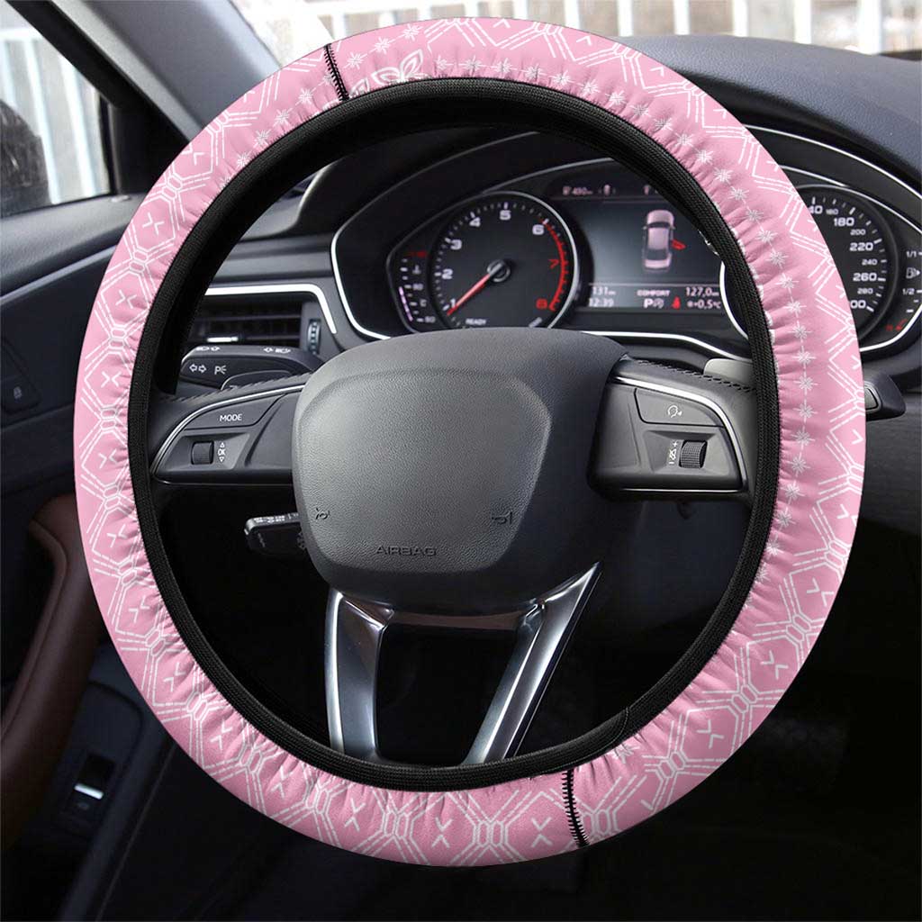 Women's Day Samoa Malu Tattoo Inspired Mix Teuila Steering Wheel Cover Rose Pink LT7 - Polynesian Pride