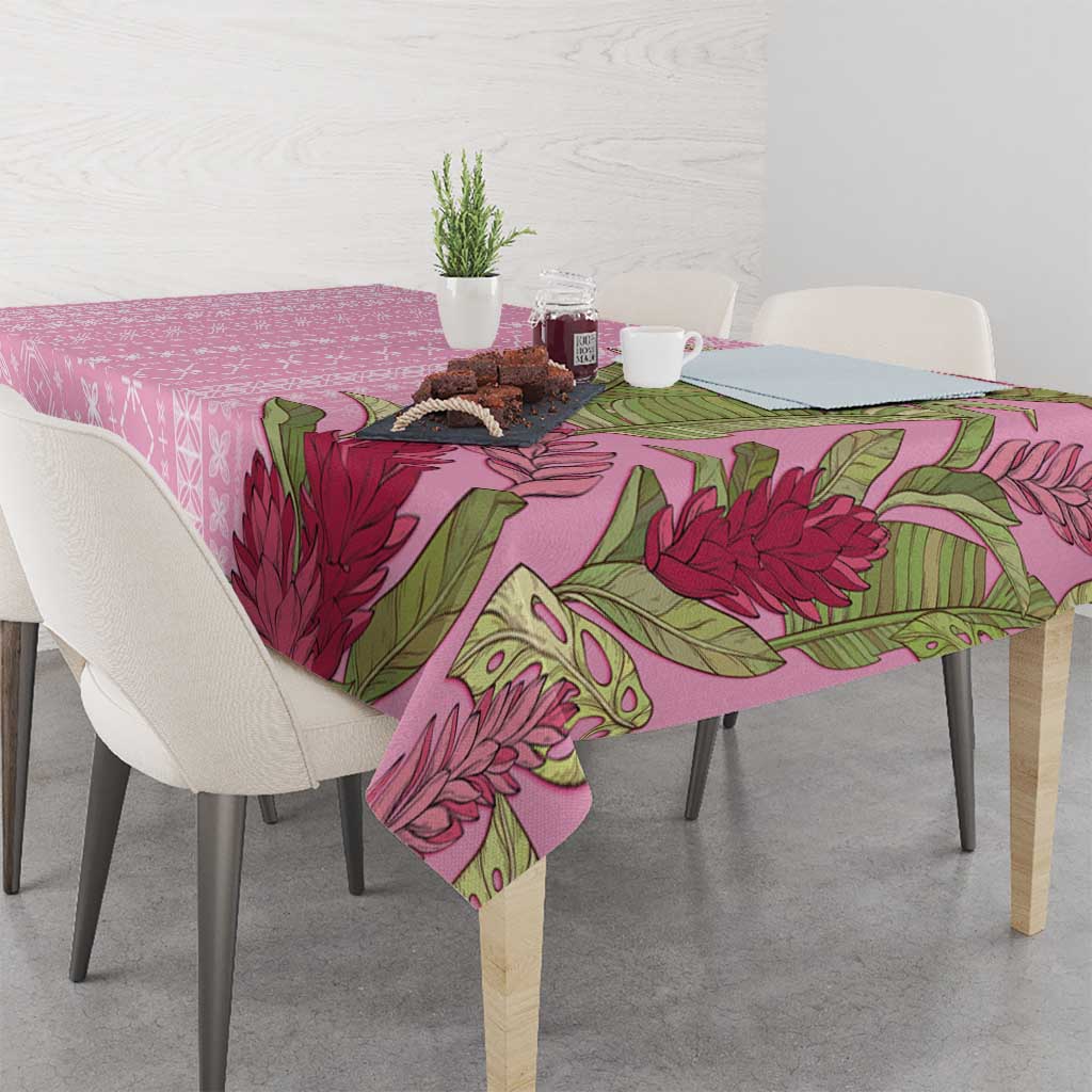 Women's Day Samoa Malu Tattoo Inspired Mix Teuila Tablecloth Rose Pink