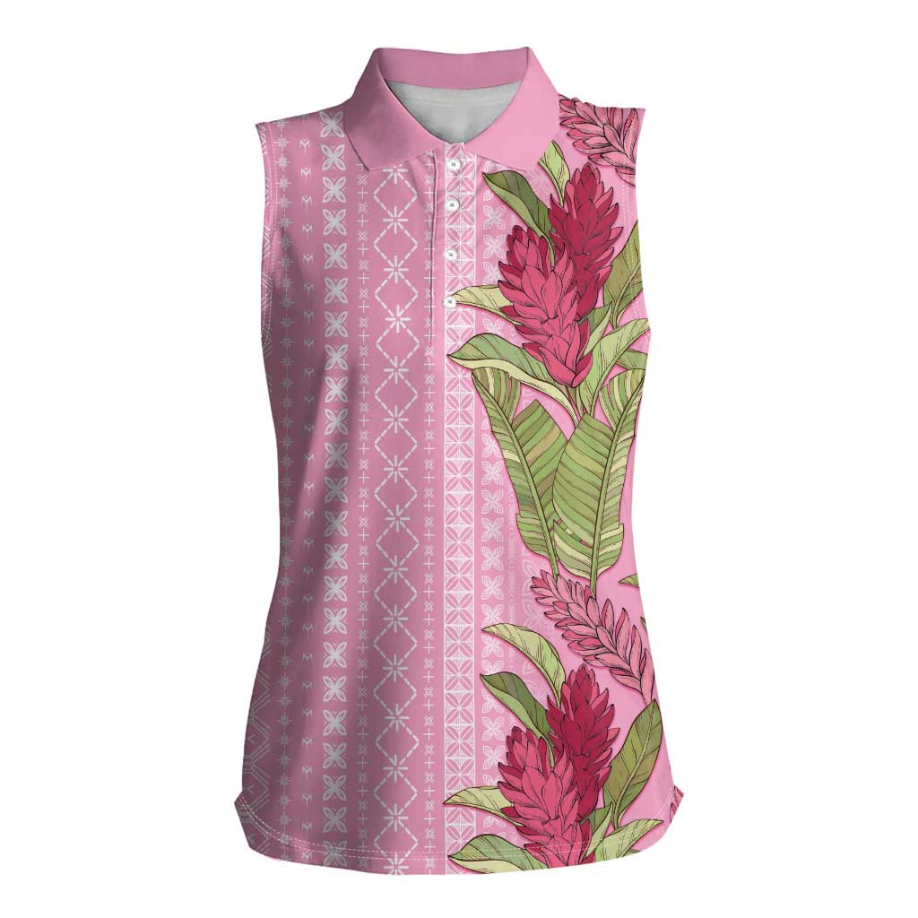 Women's Day Samoa Malu Tattoo Inspired Mix Teuila Women Sleeveless Polo Shirt Rose Pink LT7 Female Rose Pink - Polynesian Pride