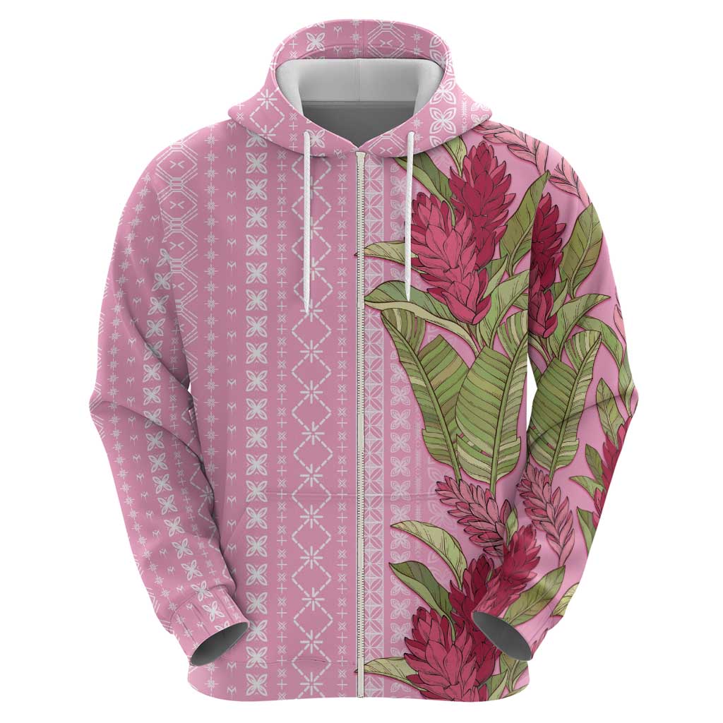 Women's Day Samoa Malu Tattoo Inspired Mix Teuila Zip Hoodie Rose Pink LT7 - Polynesian Pride