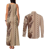 Women's Day Samoa Malu Tattoo Inspired Mix Teuila Couples Matching Tank Maxi Dress and Long Sleeve Button Shirt Vintage Tapa