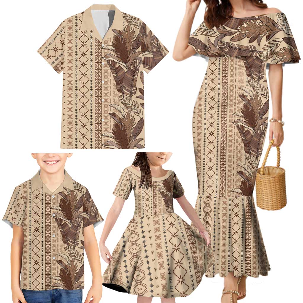 Women's Day Samoa Malu Tattoo Inspired Mix Teuila Family Matching Mermaid Dress and Hawaiian Shirt Vintage Tapa