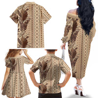 Women's Day Samoa Malu Tattoo Inspired Mix Teuila Family Matching Off The Shoulder Long Sleeve Dress and Hawaiian Shirt Vintage Tapa