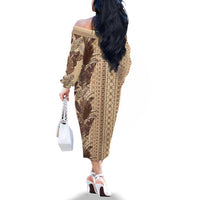 Women's Day Samoa Malu Tattoo Inspired Mix Teuila Family Matching Off The Shoulder Long Sleeve Dress and Hawaiian Shirt Vintage Tapa