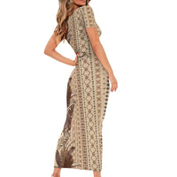 Women's Day Samoa Malu Tattoo Inspired Mix Teuila Family Matching Short Sleeve Bodycon Dress and Hawaiian Shirt Vintage Tapa