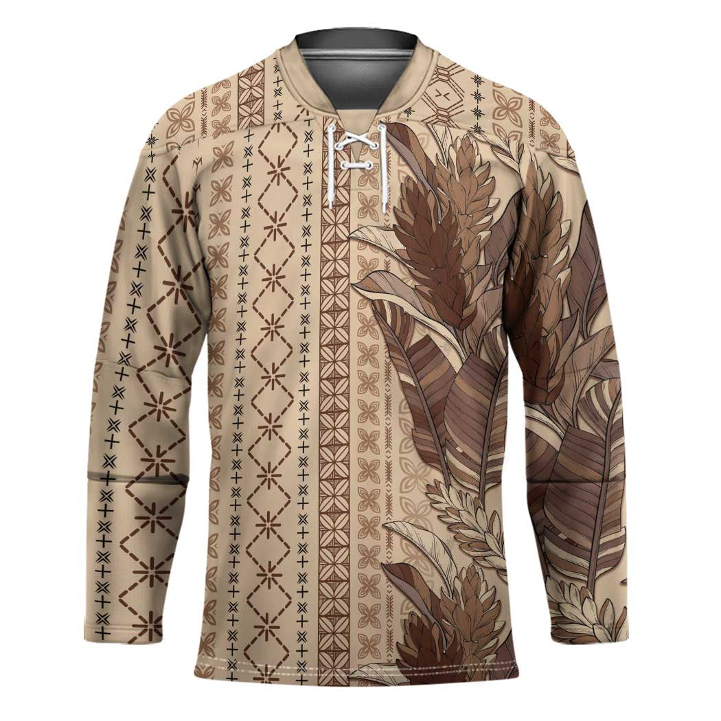 Women's Day Samoa Malu Tattoo Inspired Mix Teuila Hockey Jersey Vintage Tapa LT7 Unisex Beige - Polynesian Pride